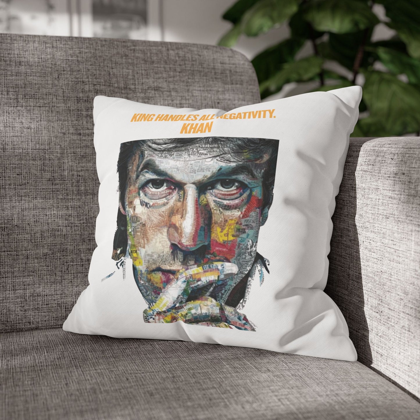 Personalized Initial Quote Khan — Custom Sayings on Square Poly Canvas Pillowcase