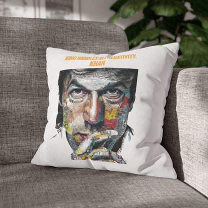 Personalized Initial Quote Khan — Custom Sayings on Square Poly Canvas Pillowcase