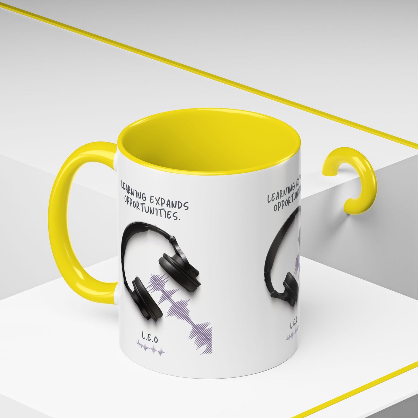 Personalized Initial Headphones Accent Coffee Mug