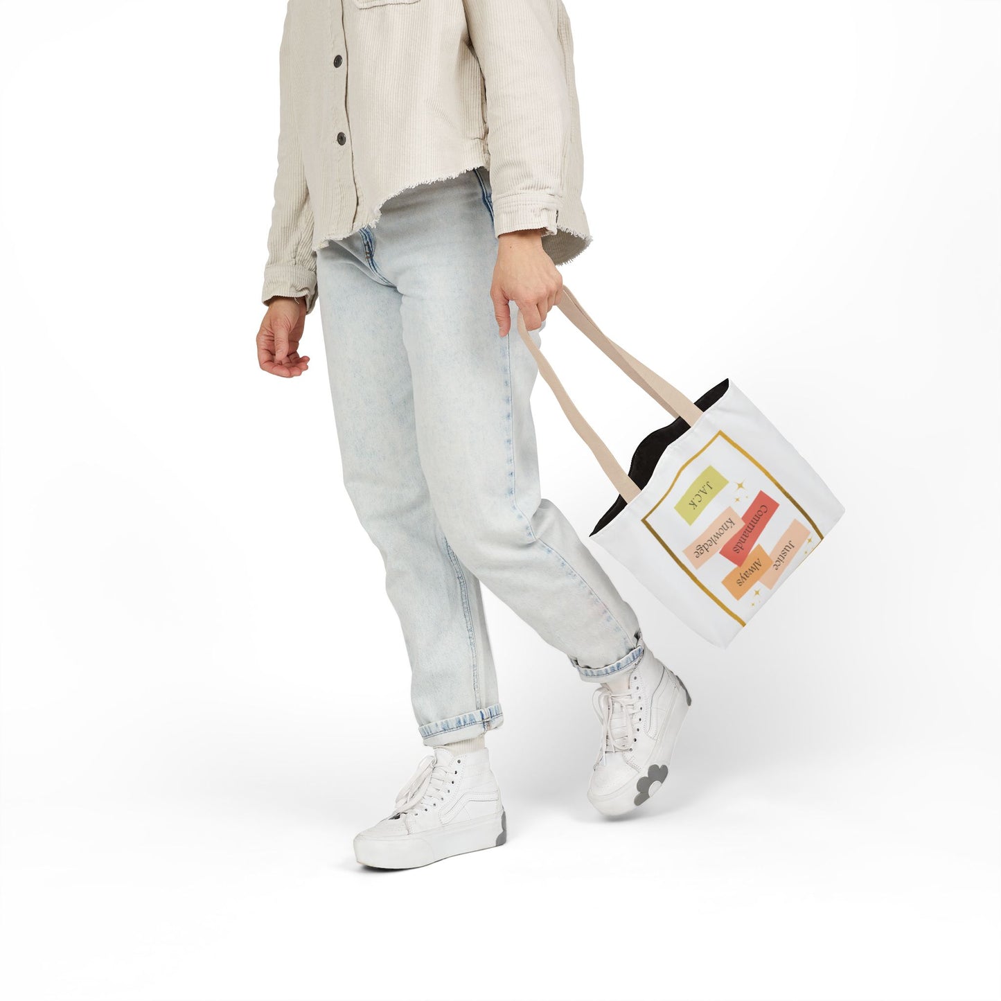 Personalized Initial Quote Inspirational Canvas Tote Custom Name