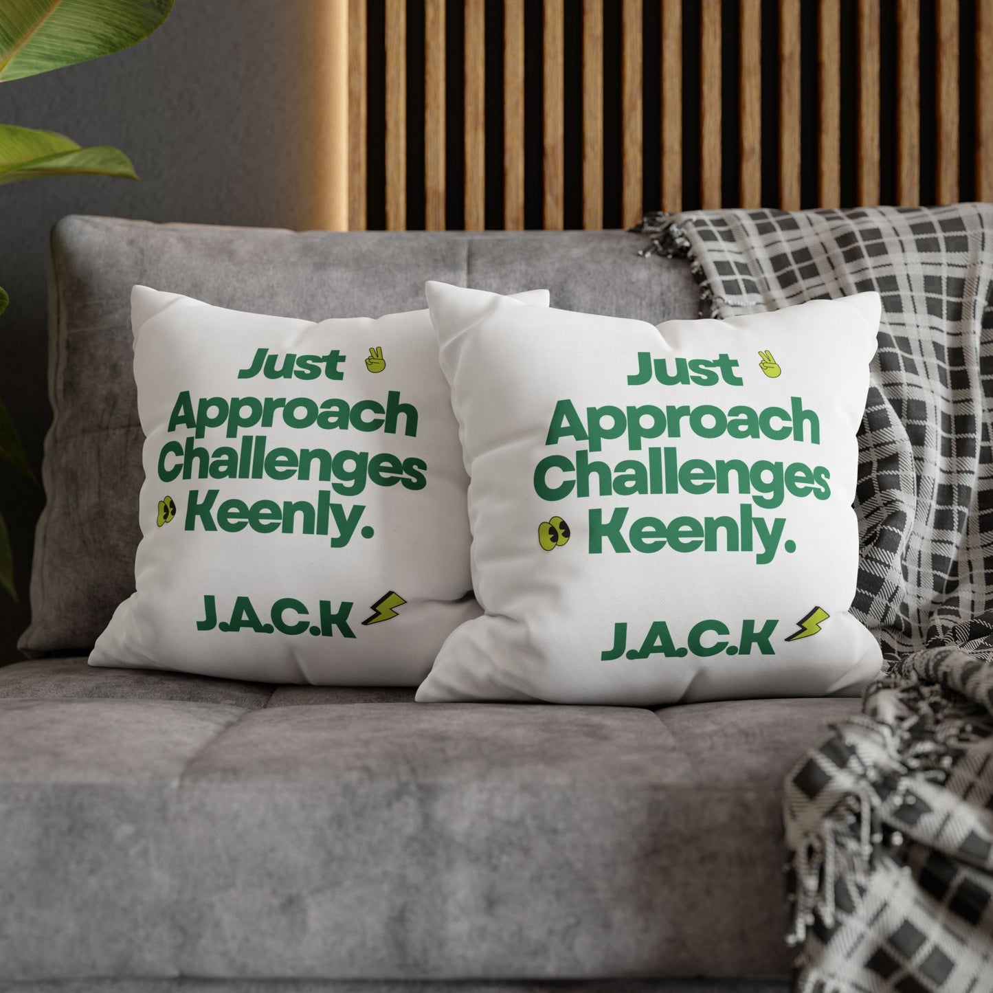 Personalized Initial Quote Simple Note — Custom Sayings on Square Poly Canvas Pillowcase