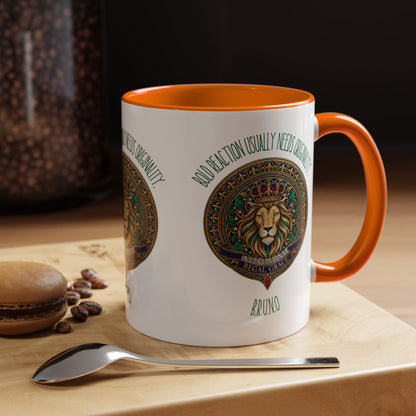 Personalized Initial Circled Lion Accent Coffee Mug