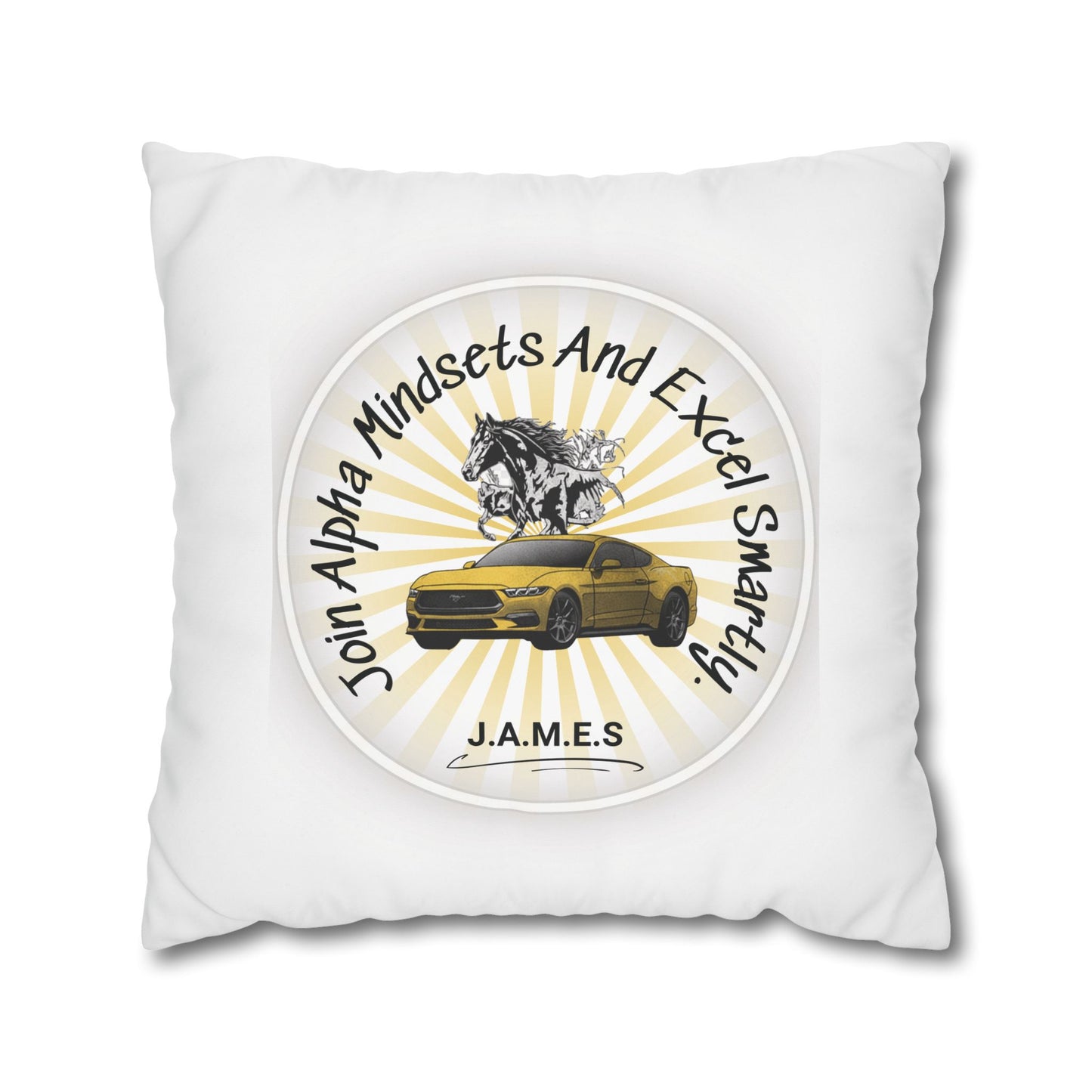 Personalized Initial Quote Horse Car — Custom Sayings on Square Poly Canvas Pillowcase
