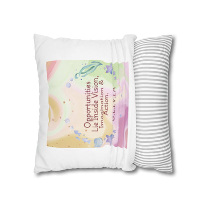 Personalized Initial Quote Ocean Theme — Custom Sayings on Square Poly Canvas Pillowcase