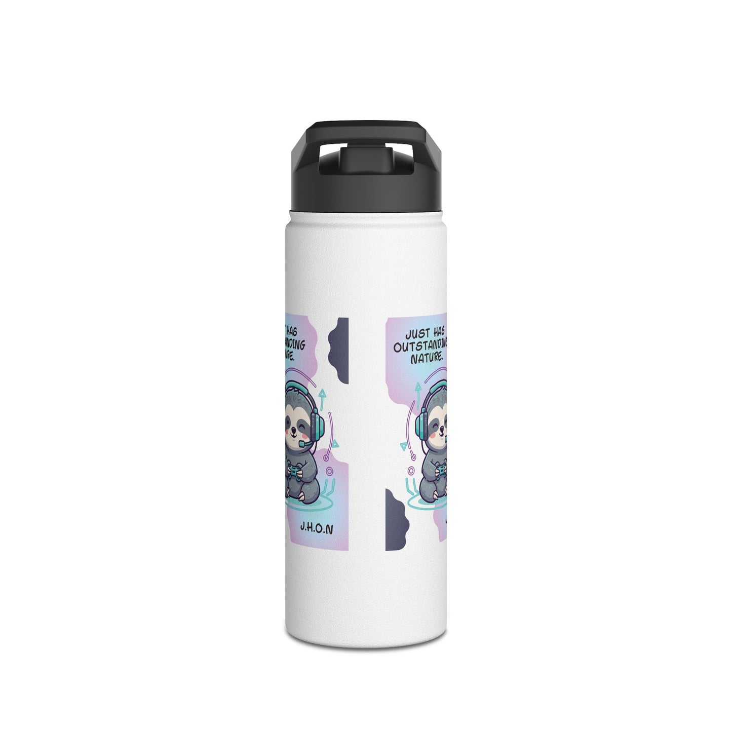 Personalized Initial Quote Sloth Gamer Stainless Steel Water Bottle