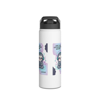 Personalized Initial Quote Sloth Gamer Stainless Steel Water Bottle