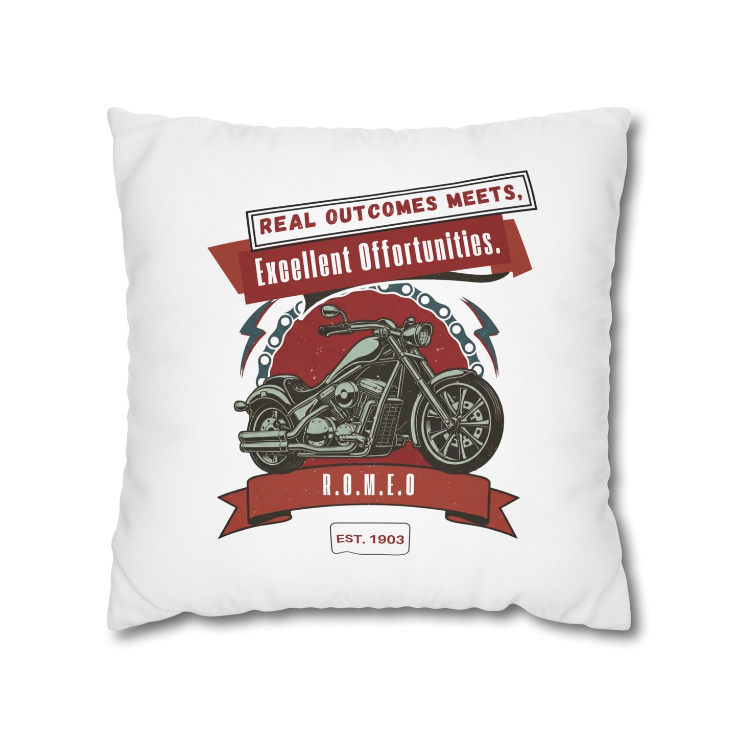 Personalized Initial Quote Motorcycle — Custom Sayings on Square Poly Canvas Pillowcase