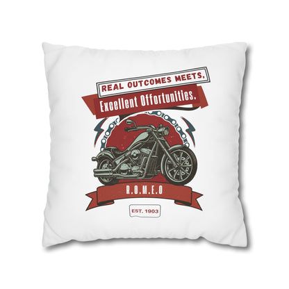 Personalized Initial Quote Motorcycle — Custom Sayings on Square Poly Canvas Pillowcase