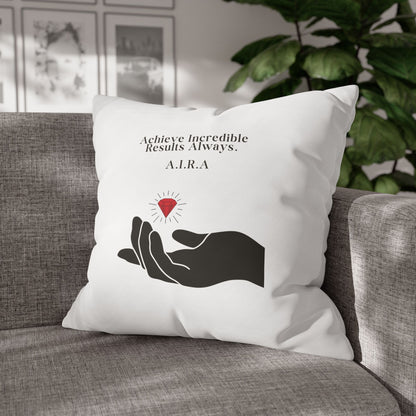 Personalized Initial Quote Gem Hand — Custom Sayings on Square Poly Canvas Pillowcase