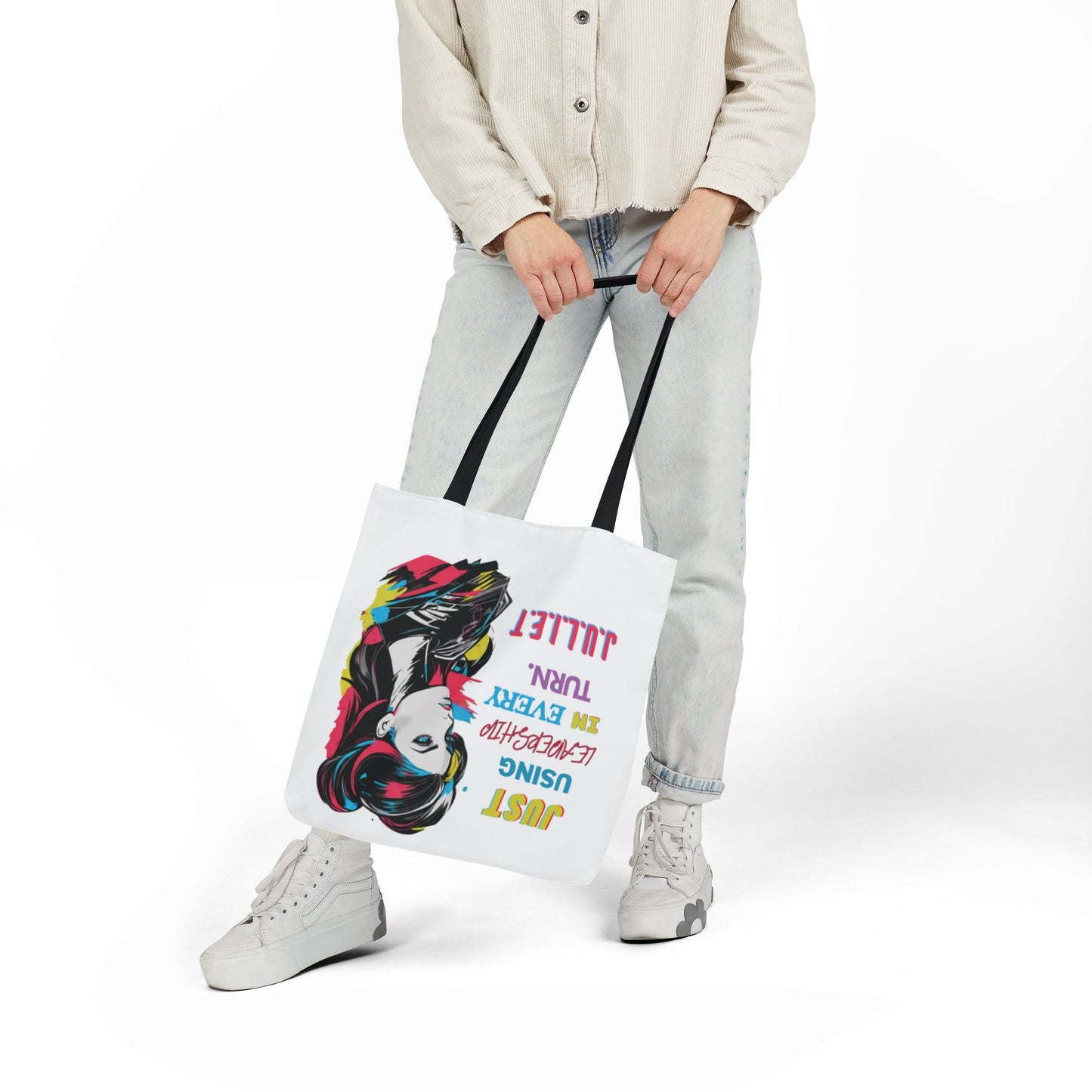 Personalized Initial Quote Cosmetic Colorful Girl Tote Custom Name