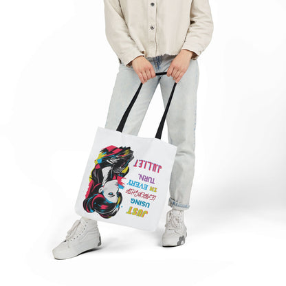 Personalized Initial Quote Cosmetic Colorful Girl Tote Custom Name