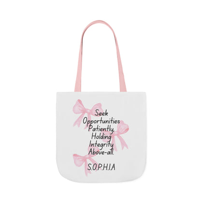 Personalized Initial Quote Pink Bow Canvas Tote Custom Name
