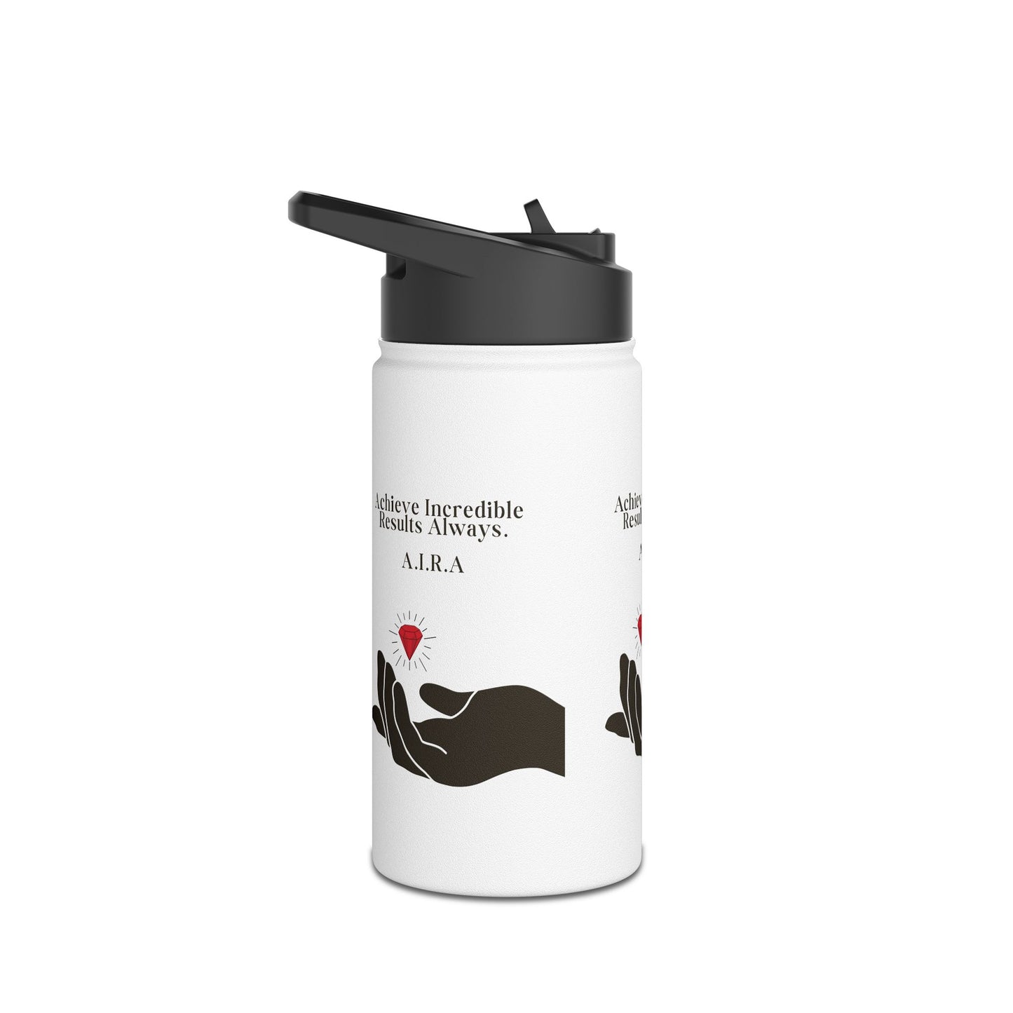 Personalized Initial Quote Hand and Gem Stainless Steel Water Bottle