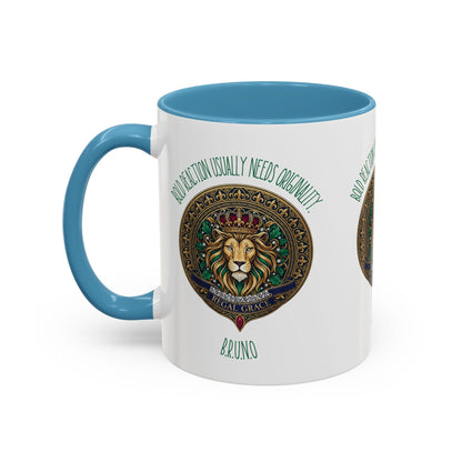Personalized Initial Circled Lion Accent Coffee Mug
