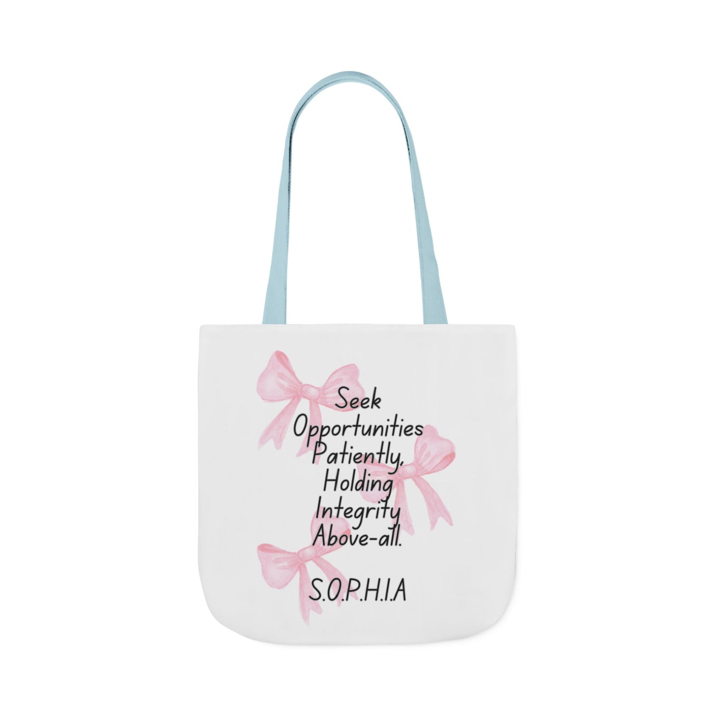 Personalized Initial Quote Pink Bow Canvas Tote Custom Name