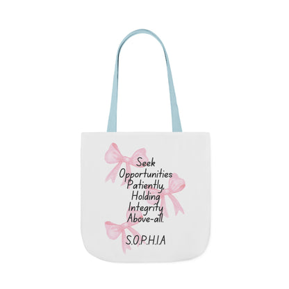 Personalized Initial Quote Pink Bow Canvas Tote Custom Name