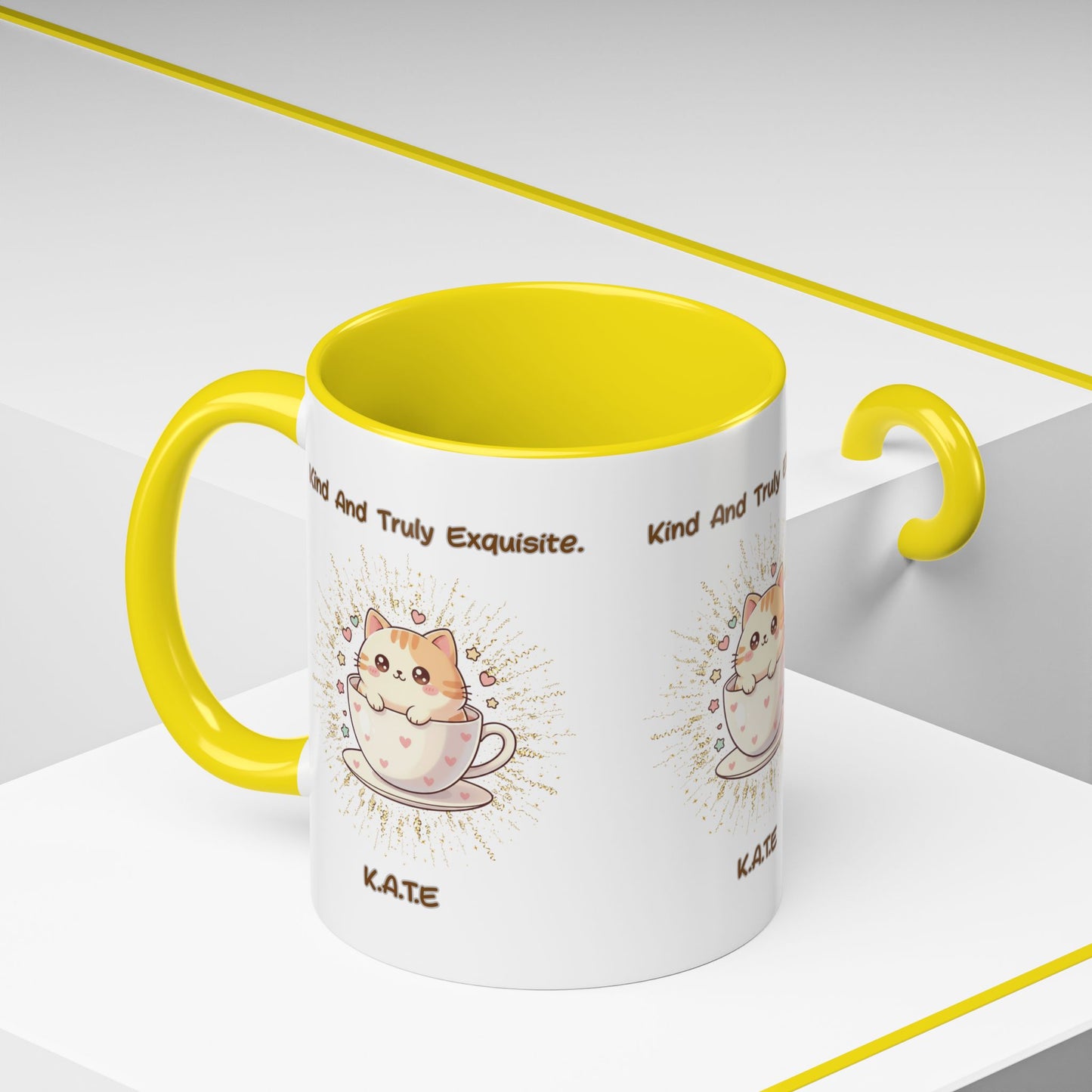 Personalized Initial Exquisite Cat Accent Coffee Mug