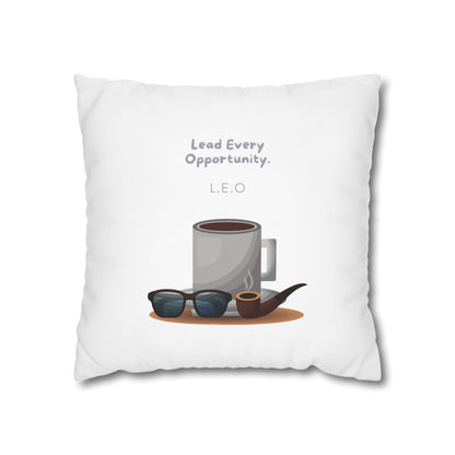 Personalized Initial Quote Coffee and Sunglasses — Custom Sayings on Square Poly Canvas Pillowcase