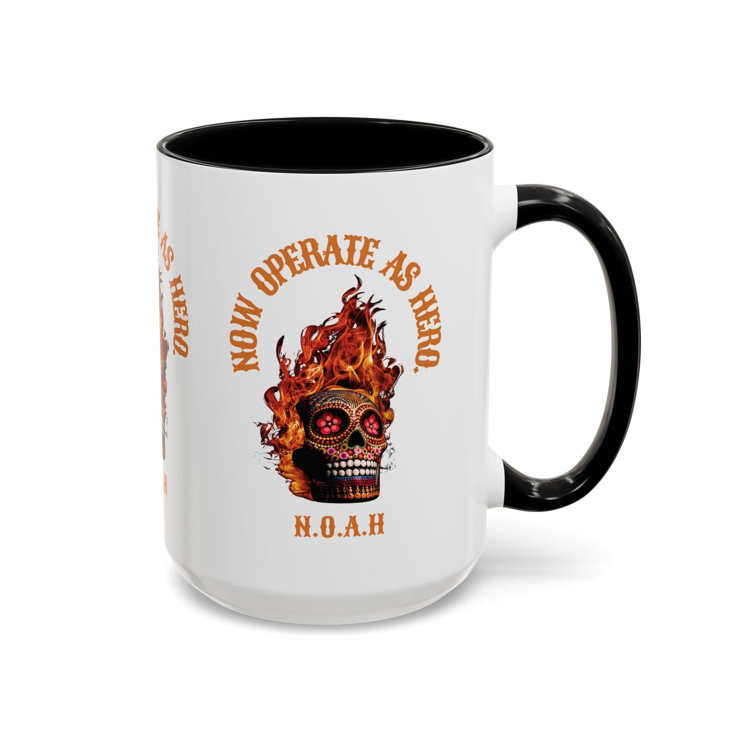 Personalized Initial Fire Skull Accent Coffee Mug