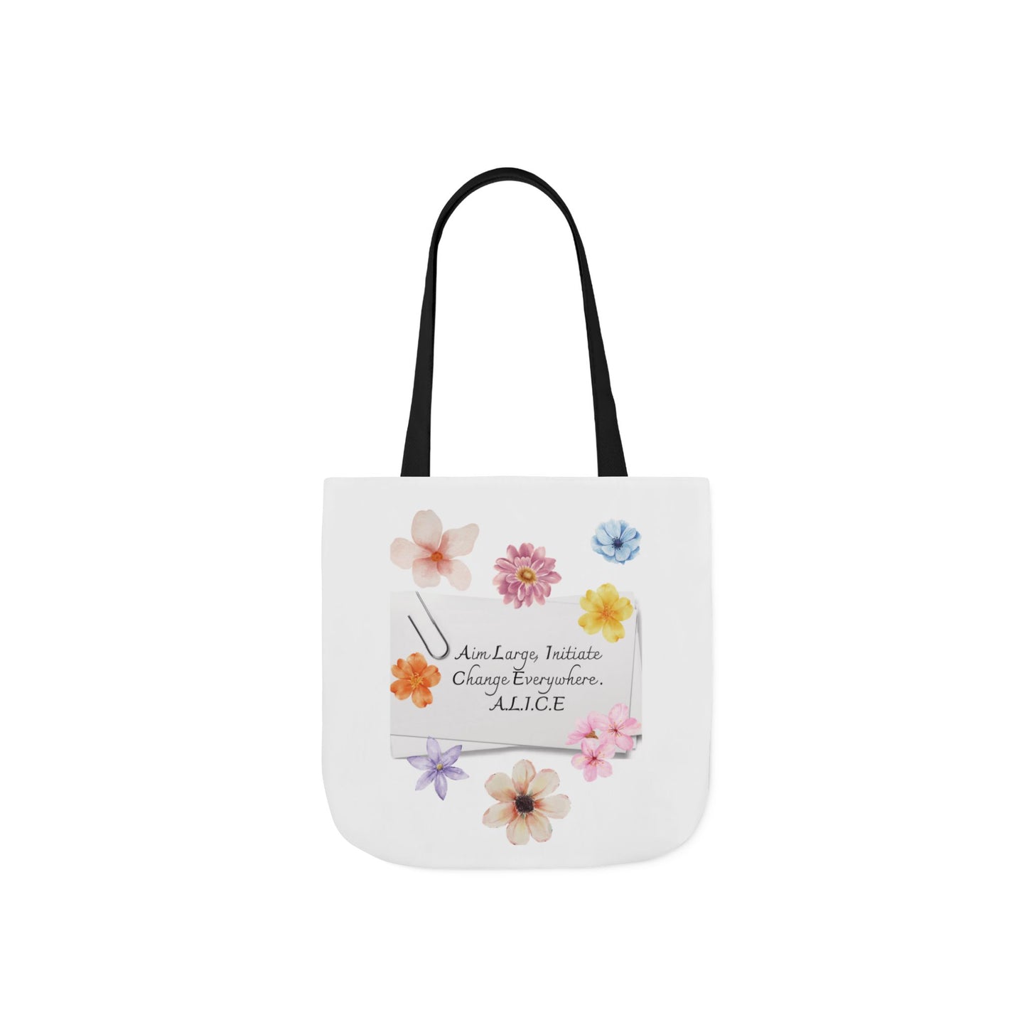 Personalized Initial Quote Floral Clip Canvas Tote Custom Name