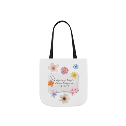 Personalized Initial Quote Floral Clip Canvas Tote Custom Name