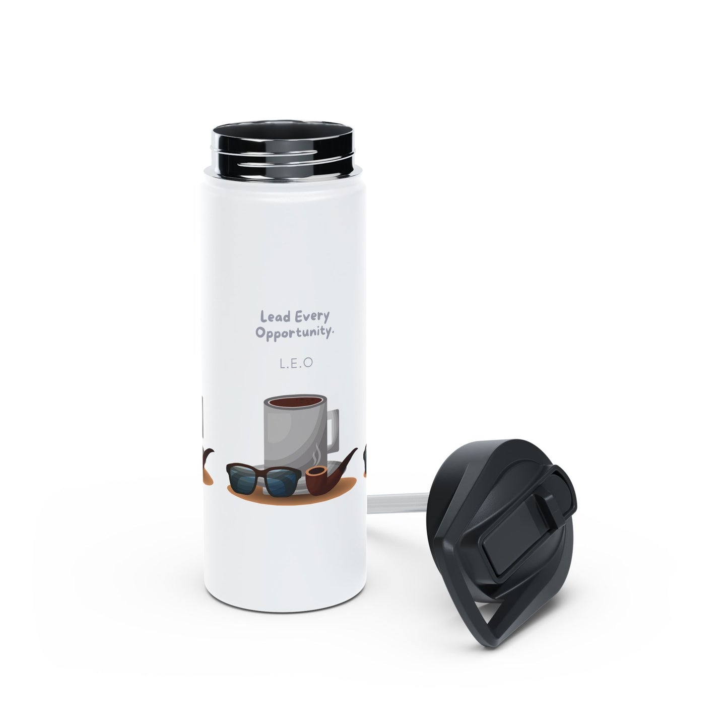 Personalized Initial Quote Sunglasses and Coffee Stainless Steel Water Bottle