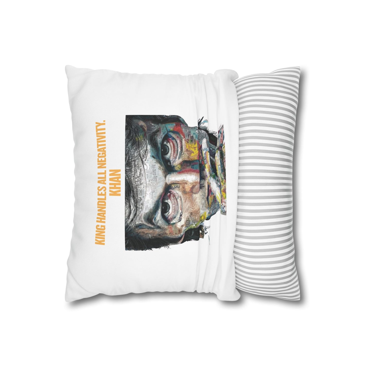 Personalized Initial Quote Khan — Custom Sayings on Square Poly Canvas Pillowcase