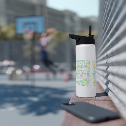 Personalized Initial Quote Floral Note Stainless Steel Water Bottle