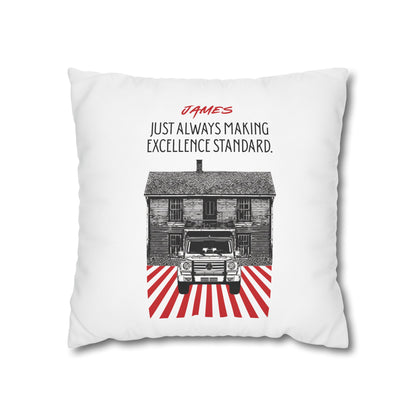 Personalized Initial Quote Vintage Car — Custom Sayings on Square Poly Canvas Pillowcase