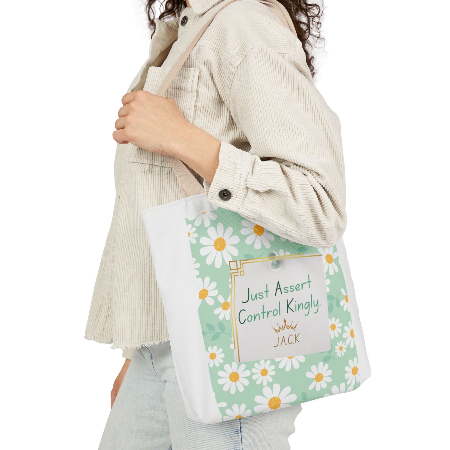 Personalized Initial Quote Floral Inspirational Canvas Tote Custom Name