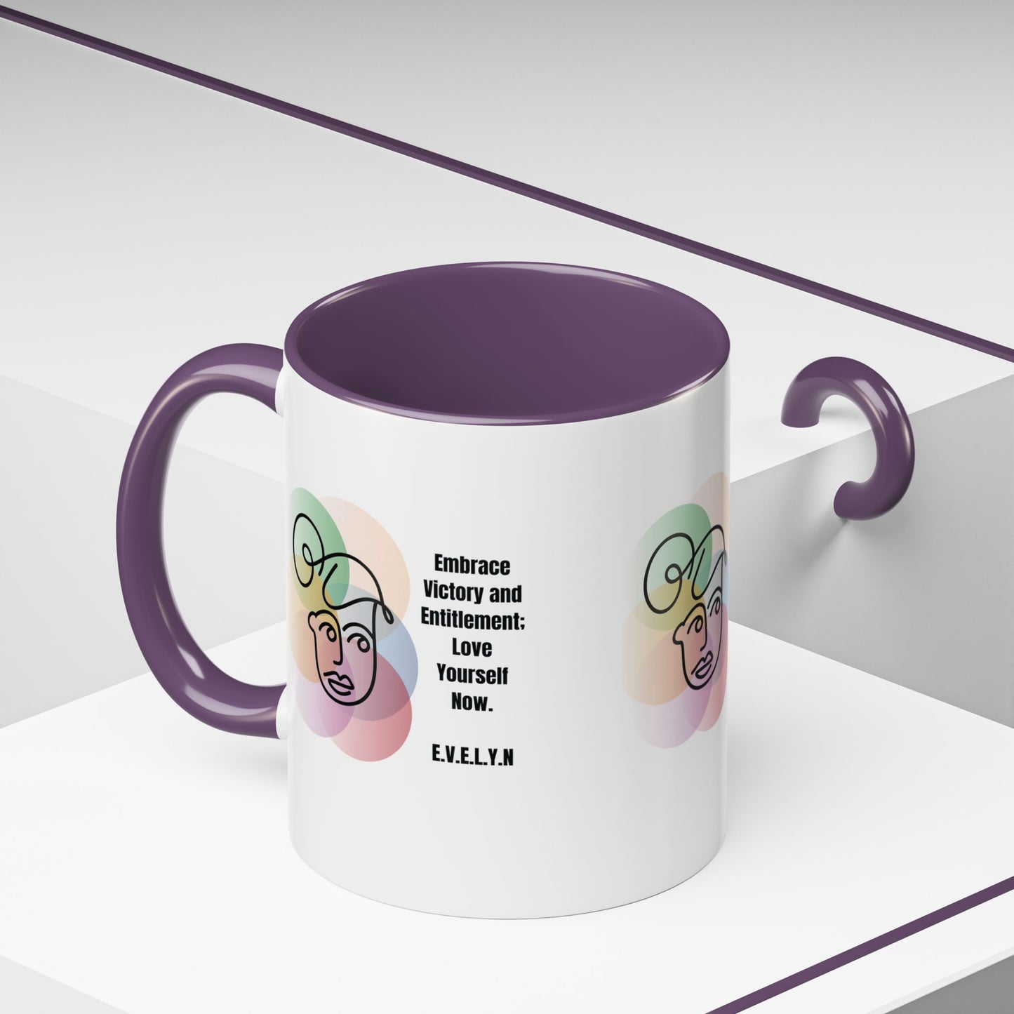 Personalized Initial Sketch Girl Accent Coffee Mug