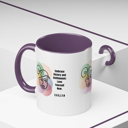 Personalized Initial Sketch Girl Accent Coffee Mug