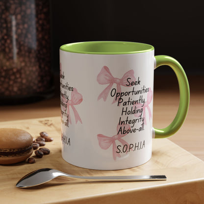 Personalized Pink Bow Accent Coffee Mug