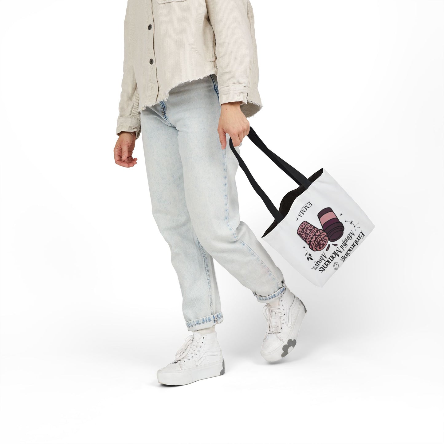 Personalized Initial Quote Coffee Cup Canvas Tote Custom Name