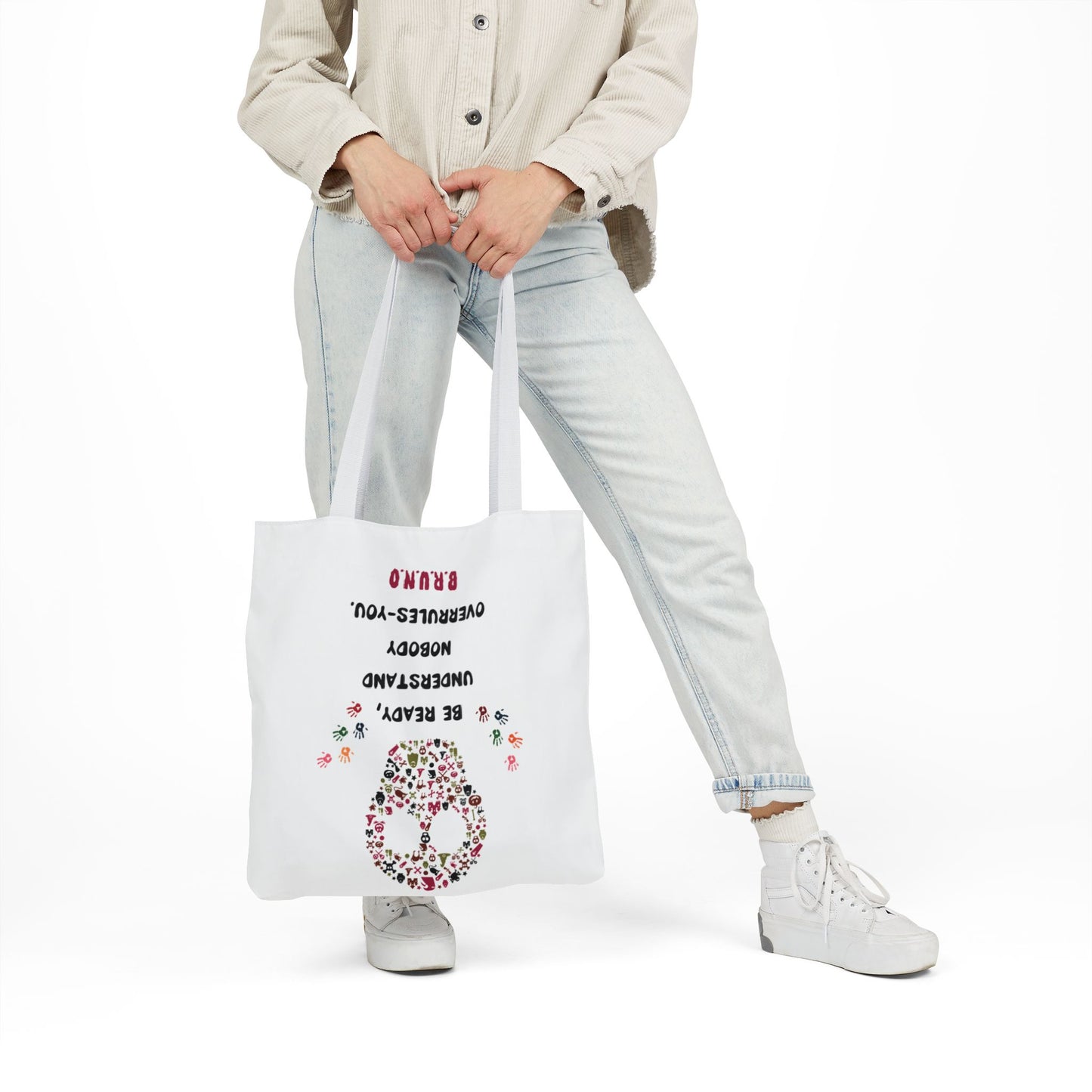 Personalized Initial Quote Floral Skull Canvas Tote Custom Name