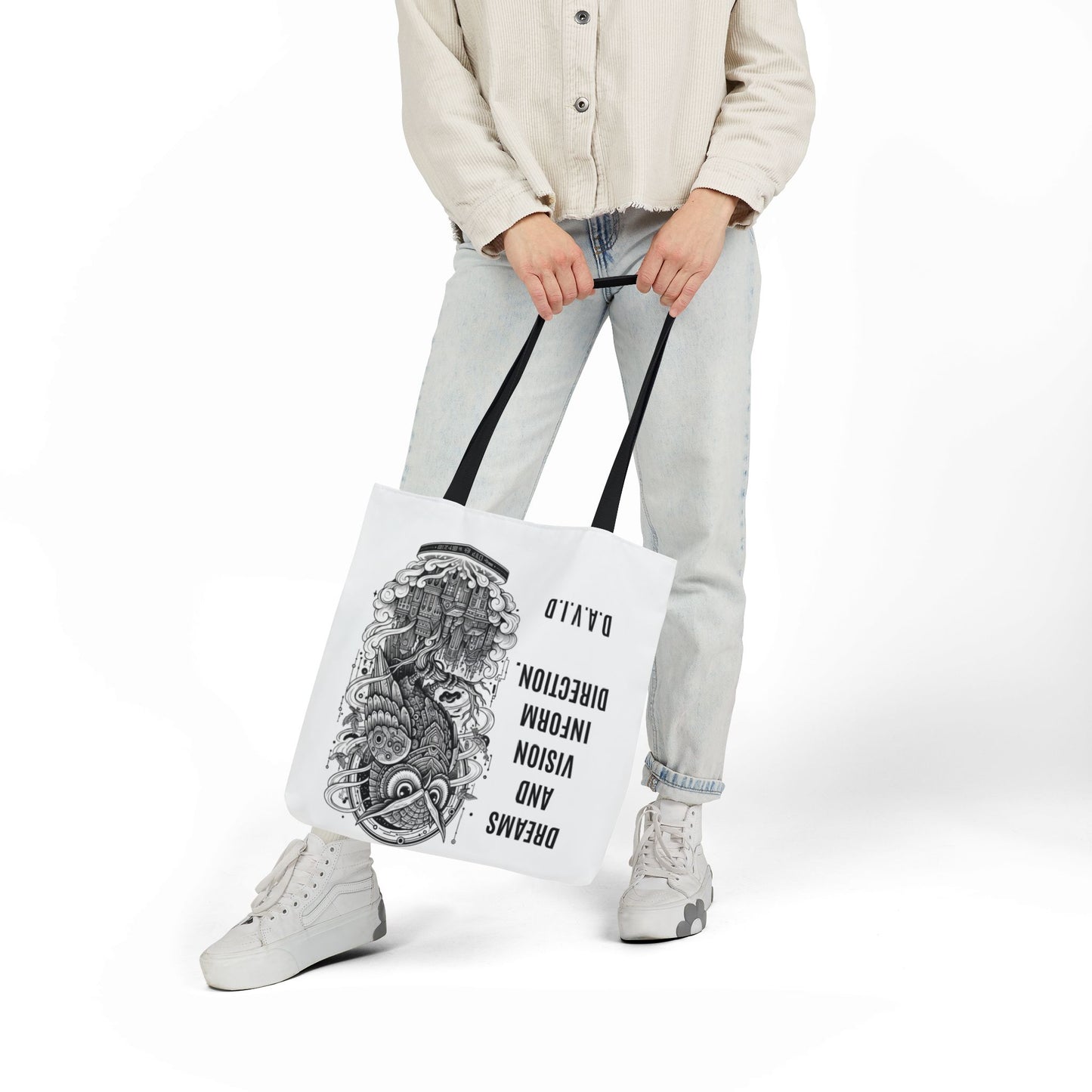 Personalized Initial Quote Owl Vision Canvas Tote Custom Name