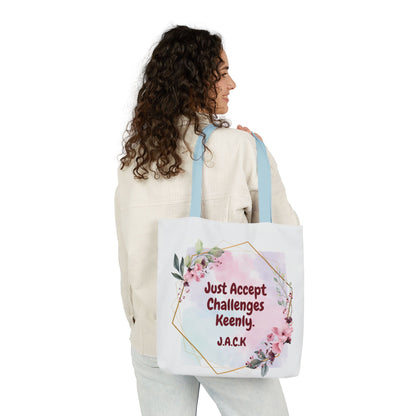 Personalized Initial Quote Floral Frame Canvas Tote Custom Name
