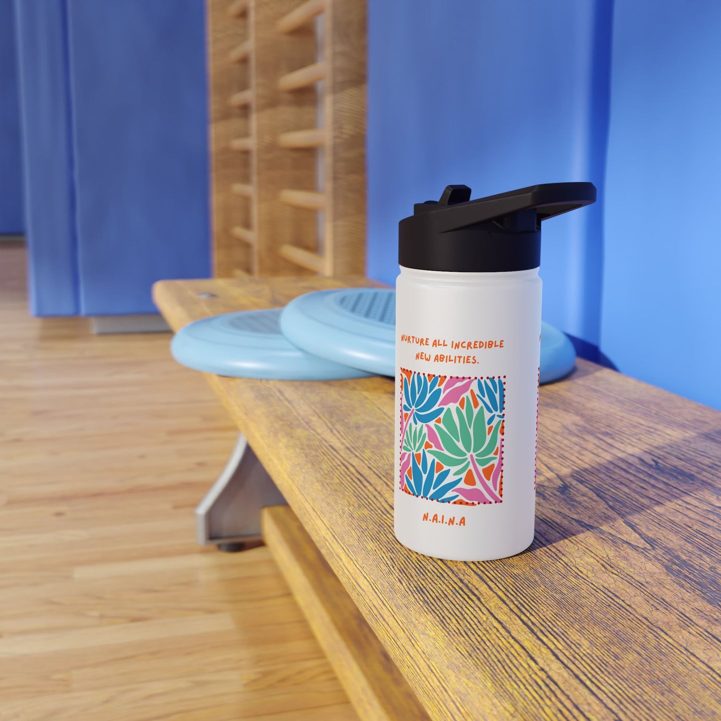 Personalized Initial Quote Floral Momentum Stainless Steel Water Bottle