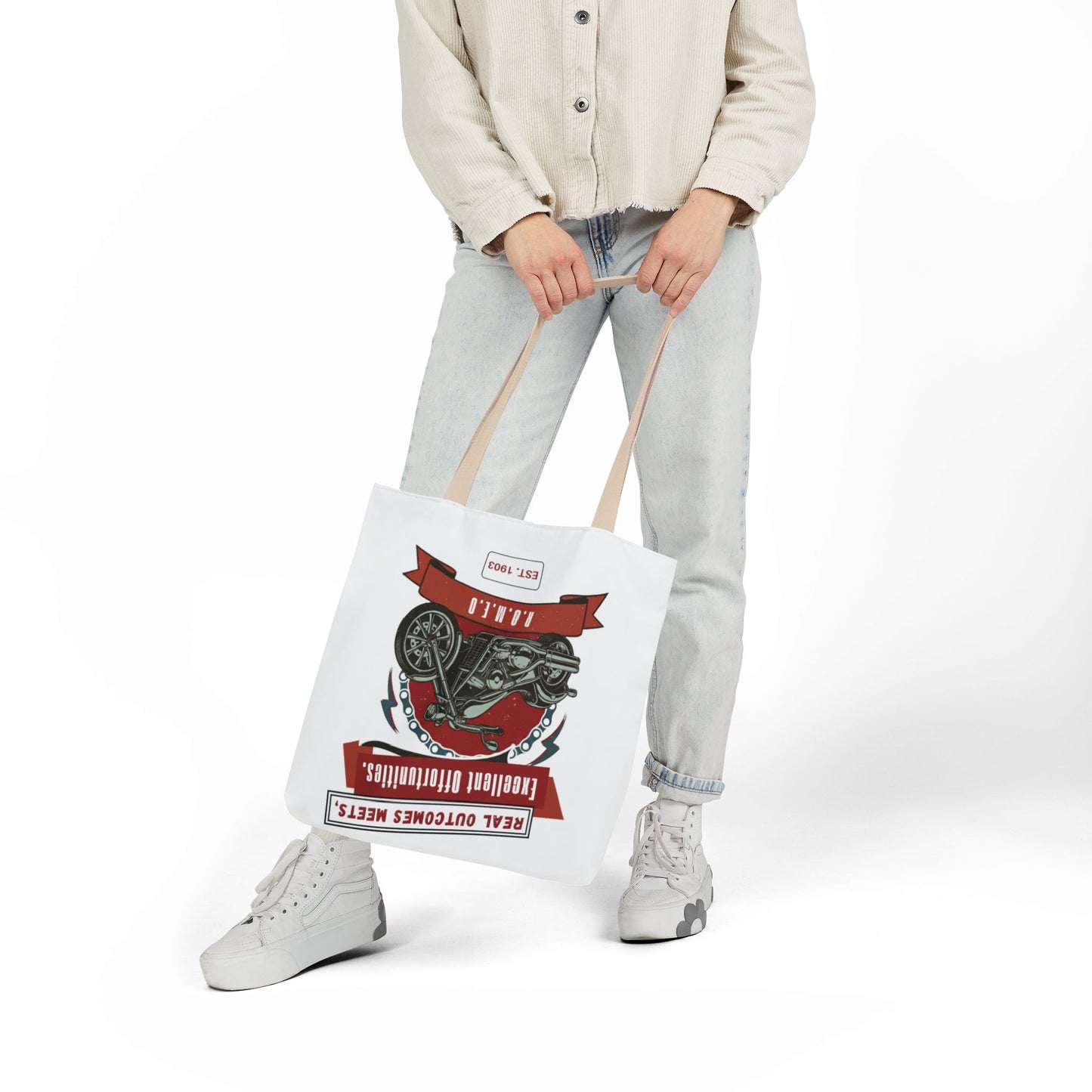 Personalized Initial Quote Motorcycle Canvas Tote Custom Name