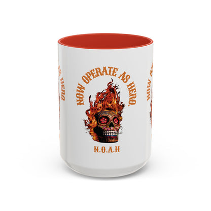 Personalized Initial Fire Skull Accent Coffee Mug