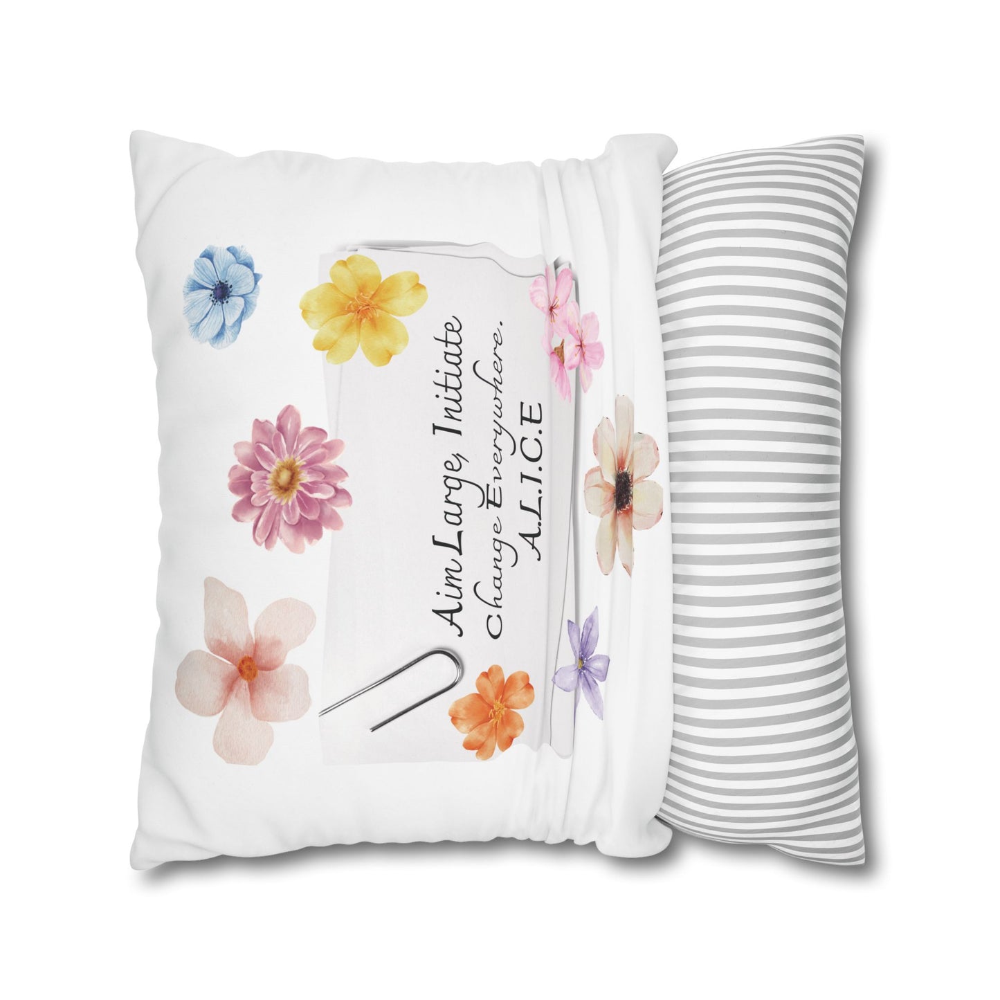 Personalized Initial Quote Clip Note — Custom Sayings on Square Poly Canvas Pillowcase