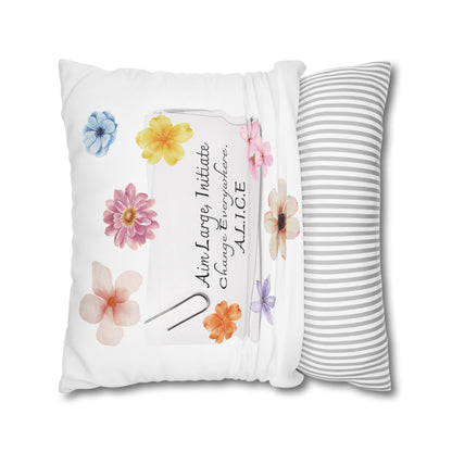 Personalized Initial Quote Clip Note — Custom Sayings on Square Poly Canvas Pillowcase