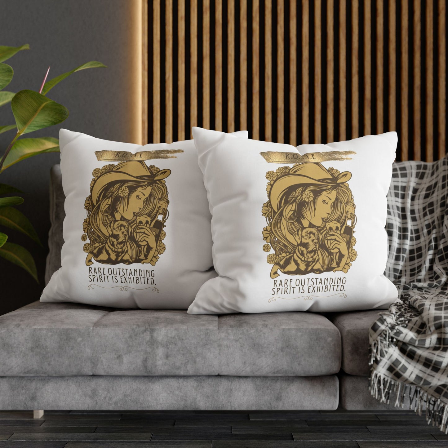 Personalized Initial Quote Golden Girl — Custom Sayings on Square Poly Canvas Pillowcase