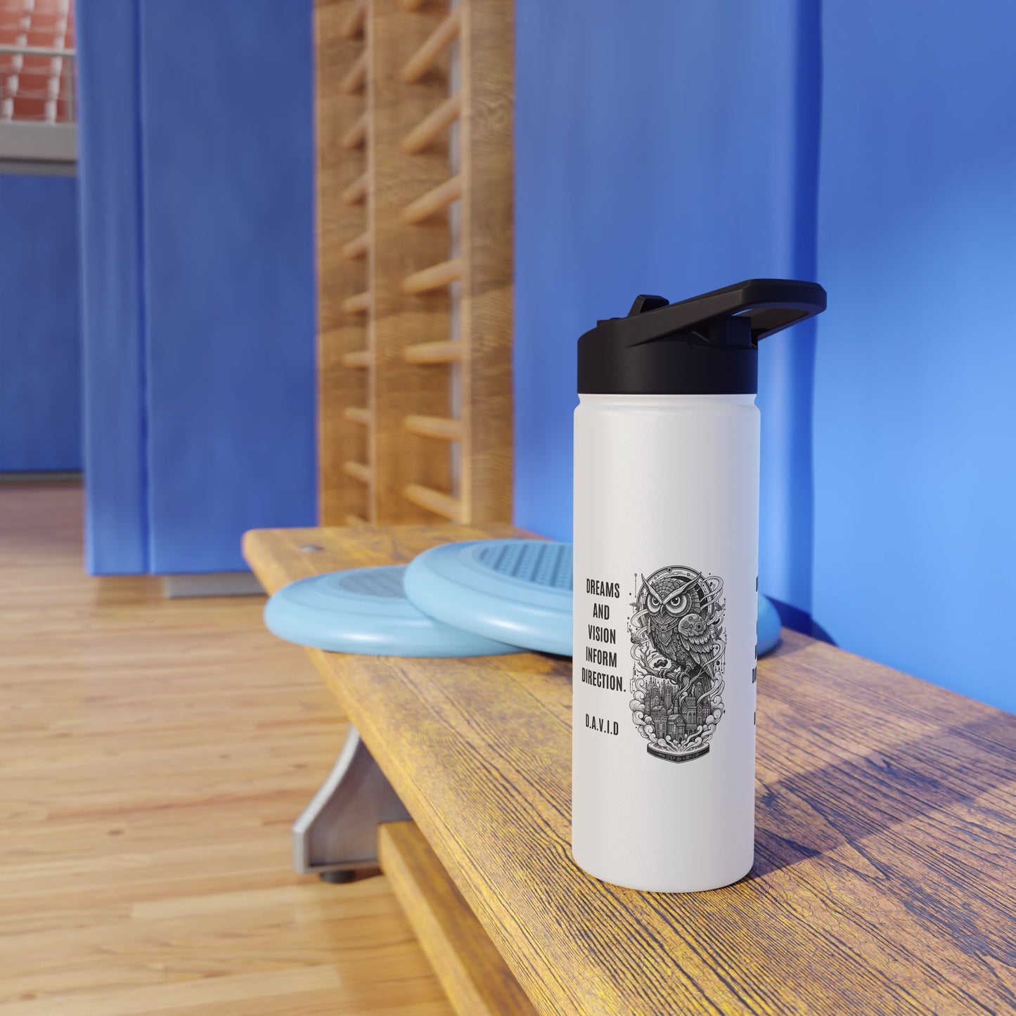 Personalized Initial Quote Owl Vision Stainless Steel Water Bottle