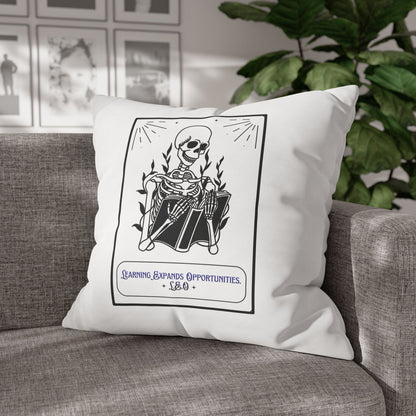 Personalized Initial Quote Skeleton — Custom Sayings on Square Poly Canvas Pillowcase