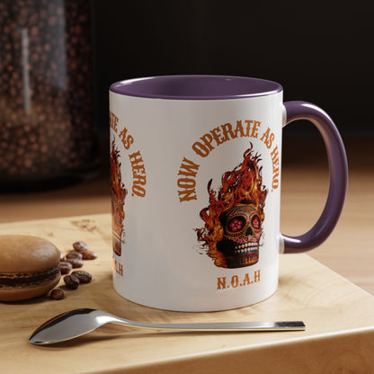 Personalized Initial Fire Skull Accent Coffee Mug