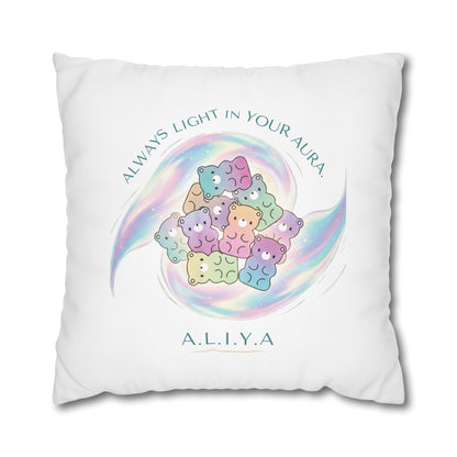 Personalized Initial Quote Bear — Custom Sayings on Square Poly Canvas Pillowcase