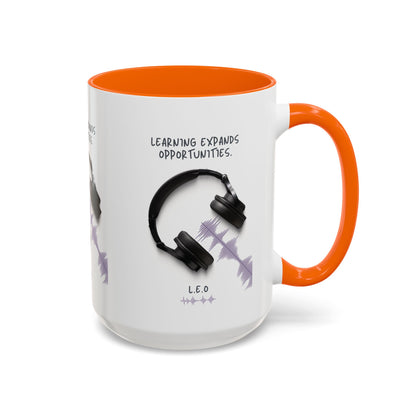 Personalized Initial Headphones Accent Coffee Mug
