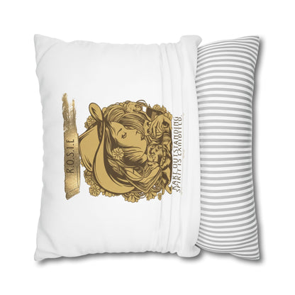 Personalized Initial Quote Golden Girl — Custom Sayings on Square Poly Canvas Pillowcase