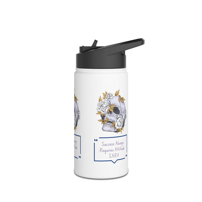 Personalized Initial Quote Floral Skull Stainless Steel Water Bottle